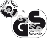 altes Logo: DGUV Test Prüf- und Zertifizierungsstelle - Institut für Arbeitsschutz der Deutschen Gesetzlichen Unfallversicherung (IFA), geprüfte Sicherheit