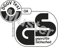 Logo: DGUV Test Prüf- und Zertifizierungsstelle Oberflächentechnik und Anschlagmittel, Fachbereich Holz und Metall, geprüfte Sicherheit
