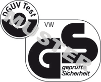 Logo: DGUV Test Prüf- und Zertifizierungsstelle, Fachbereich Verwaltung, geprüfte Sicherheit