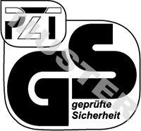 Logo: PZT GmbH, geprüfte Sicherheit (s/w, hoch)