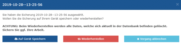 Screenshot einer Popup-Meldung der EMKG-Software